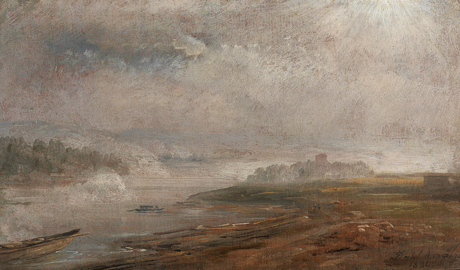The Elbe on a Foggy Morning Painting by Johan Christian Dahl