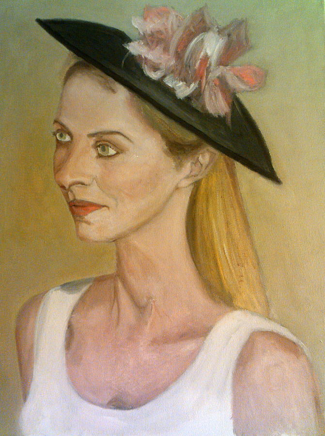 The Elegant Lady In A Black Floral Hat Looks A Little Peeved Painting by Peter Gartner
