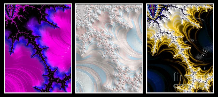 The Elements Triptych Fractal Abstract Digital Art by Rose Santuci-Sofranko