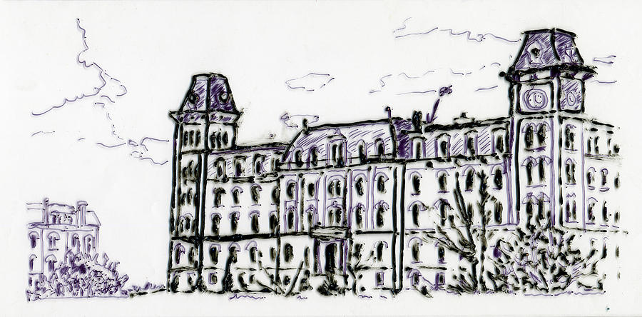 University Hall Drawing by Phil Strang