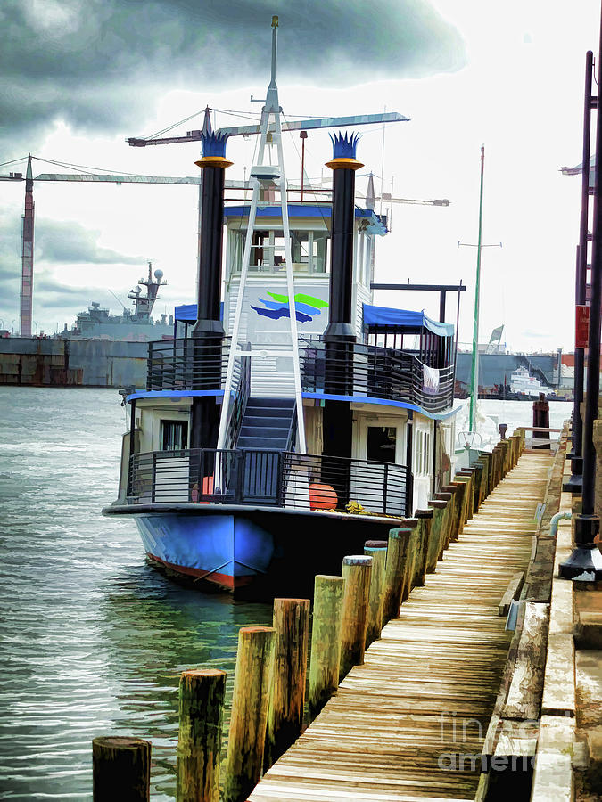The Elizabeth River Ferry 4 Painting by Jeelan Clark