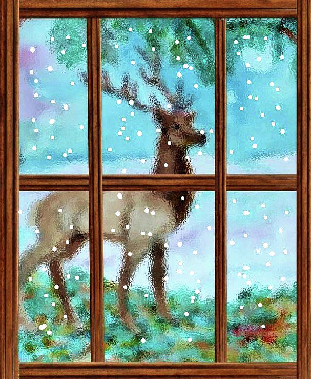 The Elk in Snow Digital Art by Jeannie Allerton
