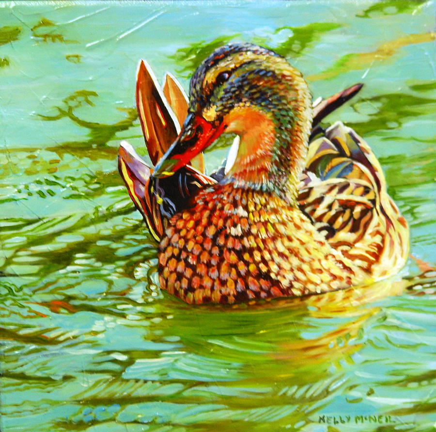 The Emerald Duck Painting by Kelly McNeil | Pixels