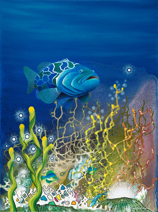 Nature Painting - The Emerald Grouper by Lee Pantas