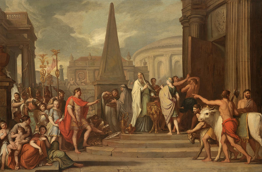 The Emperor Augustus closing the Doors of the Temple of Janus Painting by Follower of Gerard de Lairesse