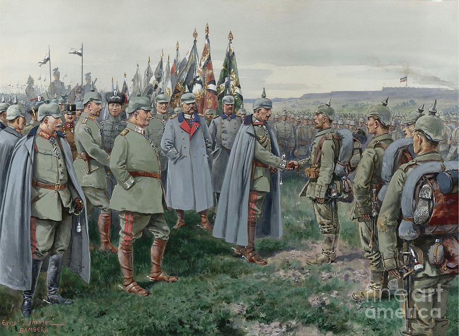 The Emperor Presents the Iron Cross to the Heroes of Nowo-Georgiewsk Painting by MotionAge Designs