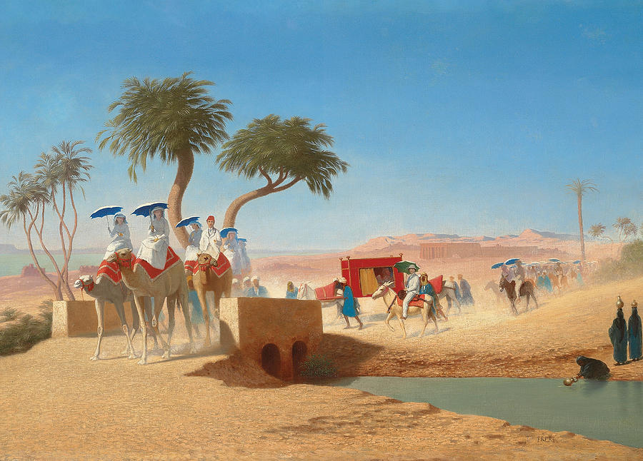 Tree Painting - The Empress Eugenie Visiting the Pyramids by Charles Theodore Frere