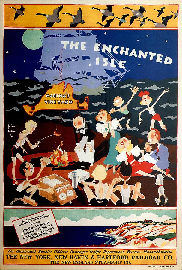 The Enchanted Isle - Vintage Advertising Poster - Barbecue On The Beach Painting