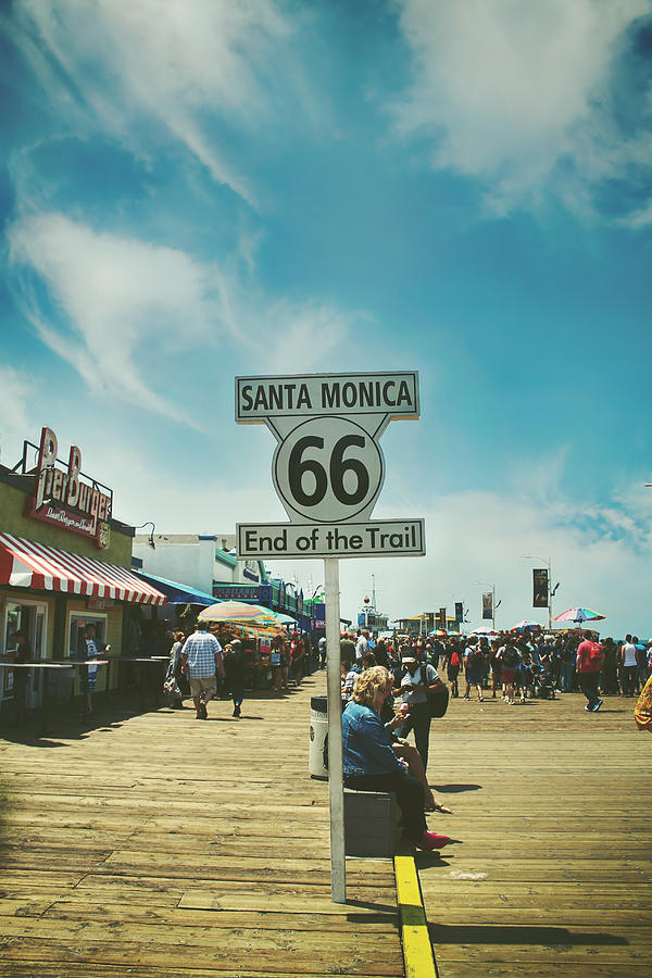 Santa Monica Photograph - The End of Sixty-Six by Laurie Search