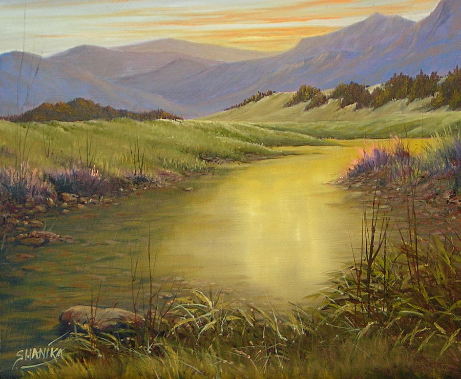 Landscape Painting - The End Of The Day 070714-79 by Kenneth Shanika Landscape Painting - The End Of The Day 070714-79 by Kenneth Shanika
