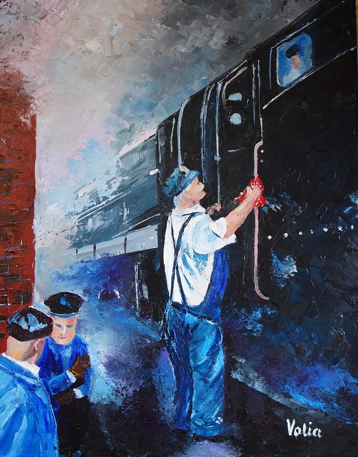 Train Painting - The Engineer by Valerie Curtiss