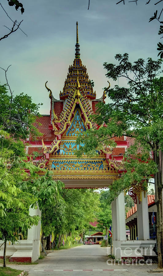 the entrance of Plai Laem Temple Photograph by Michelle Meenawong