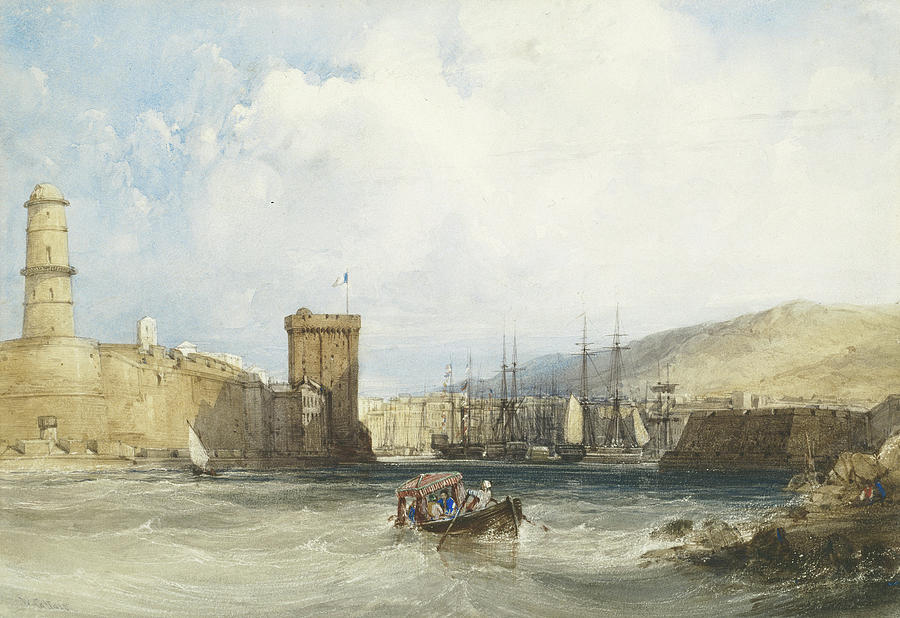Lighthouse Painting - The Entrance to the Harbor of Marseilles by William Callow