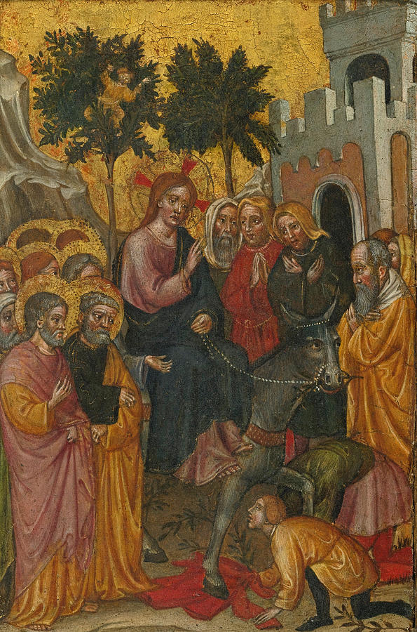 The entry of Christ into Jerusalem Painting by Zanino di Pietro
