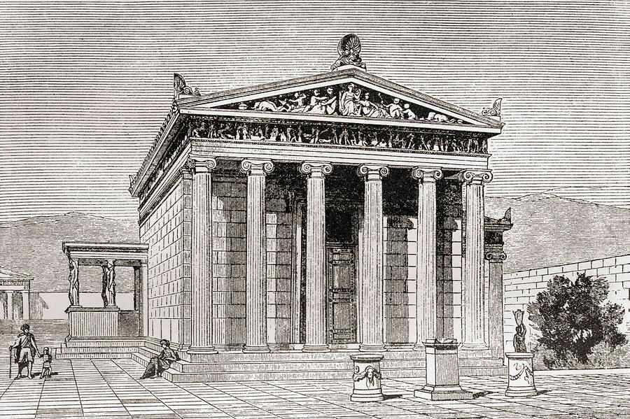 The Erechtheum At Athens, Greece Drawing by Vintage Design Pics Fine