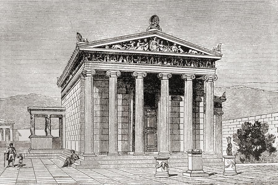 The Erechtheum At Athens, Greece Drawing by Vintage Design Pics - Fine