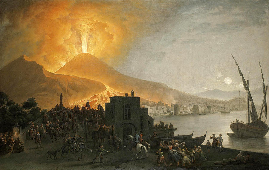 Pietro Fabris Painting - The Eruption of Vesuvius of 1767 seen from the ponte della Maddalena Naple by Pietro Fabris