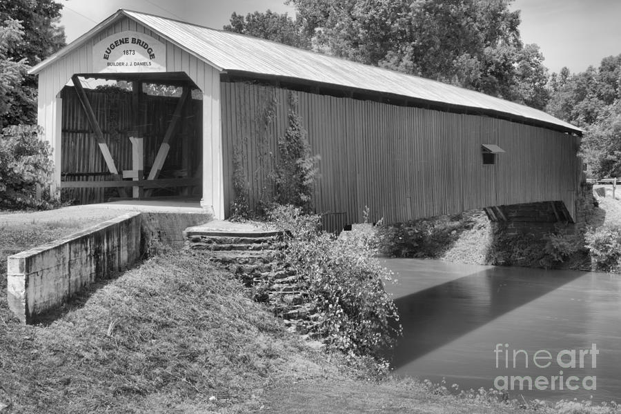 The Eugene Covered Bridge Black And White Photograph by Adam Jewell