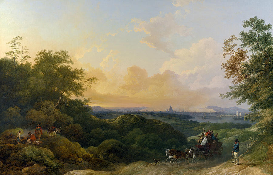 The Evening Coach, London in the Distance Painting by Philip James de Loutherbourg