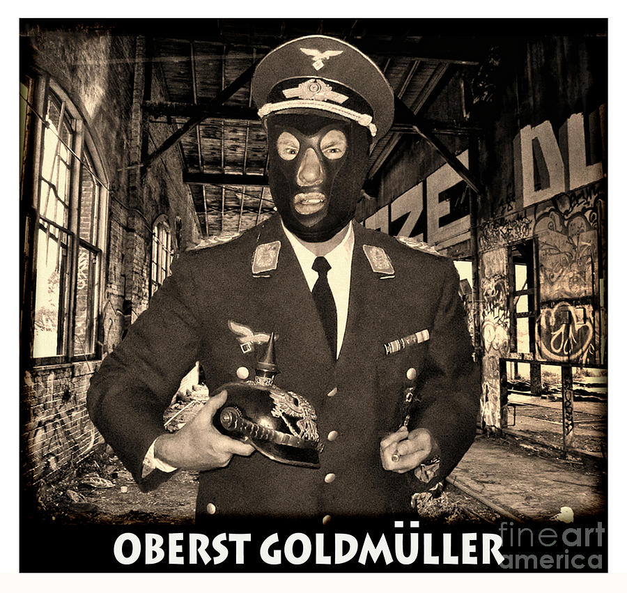 The Evil Pro Wrestling Manager Oberst Goldmuller Portrait Digital Art by Jim Fitzpatrick