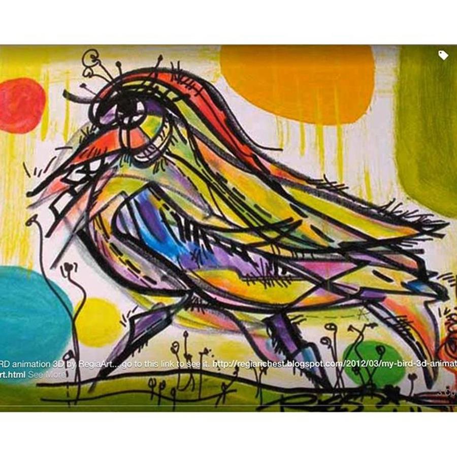 Abstract Photograph - The Exotic Bird. Painting On Canvas By by Regia Marinho