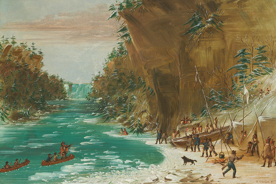 Vintage Painting - The Expedition Encamped Below The Falls Of Niagara by Mountain Dreams
