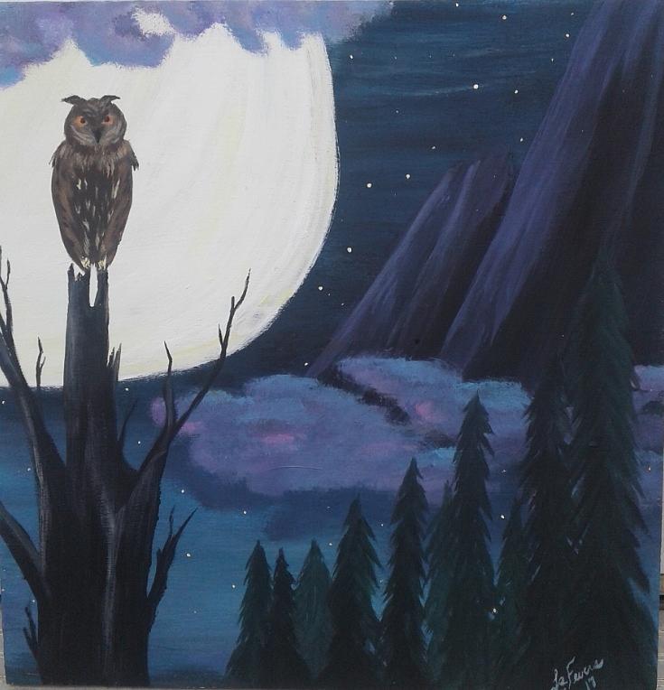 Owl Painting - The Eye in the Sky by Lori Lafevers
