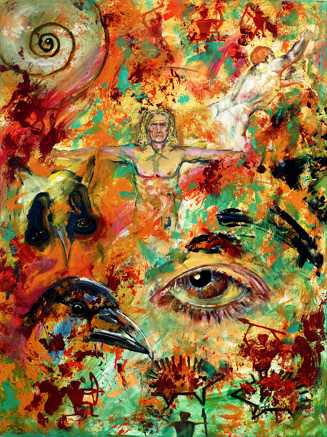 Vitruvian Man Painting - The Eye of Art by Peter Bonk Vitruvian Man Painting - The Eye of Art by Peter Bonk