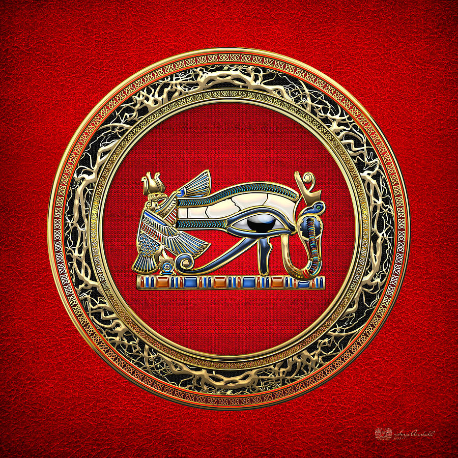 Vintage Photograph - The Eye Of Horus On Red by Serge Averbukh