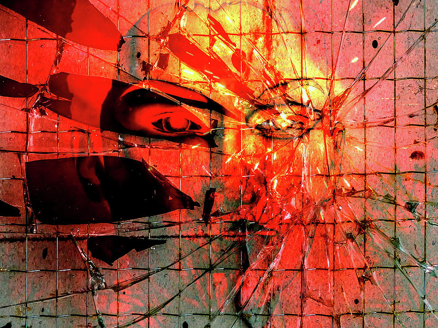 The face behind the splitted glass Digital Art by Gabi Hampe