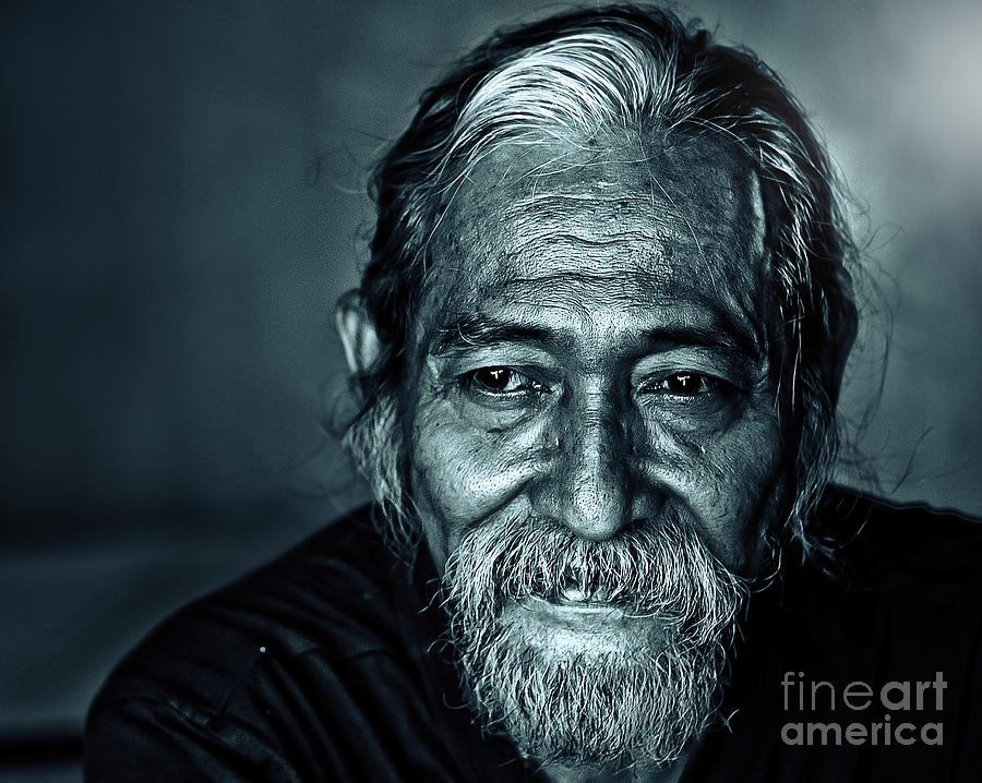 Old Person Photograph - The Face by Charuhas Images
