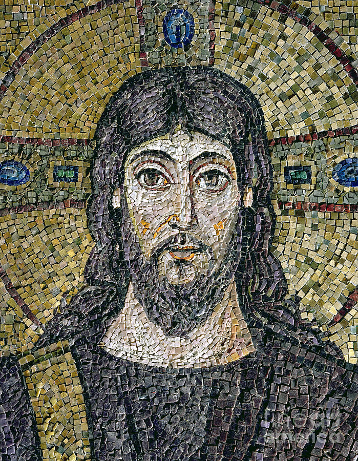 Byzantine Relief - The face of Christ, mosaic by Byzantine School