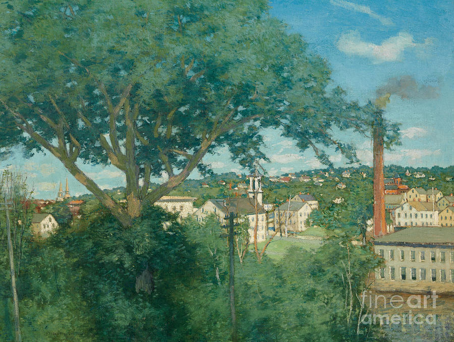 Julian Alden Weir Painting - The Factory Village, 1897  by Julian Alden Weir