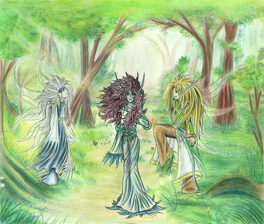 The Fae - Sylvan Creatures of the Forest Painting by Shawn Dall