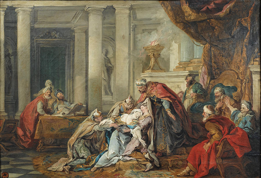 The Fainting of Esther Painting by Jean-Francois Detroy