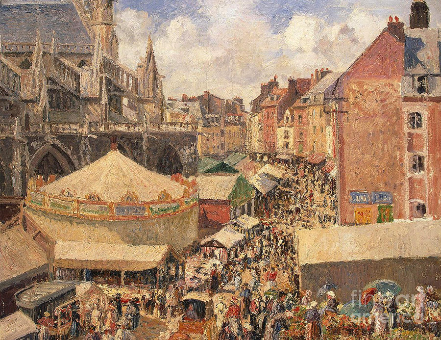 Camille Pissarro Painting - The Fair in Dieppe by Camille Pissarro
