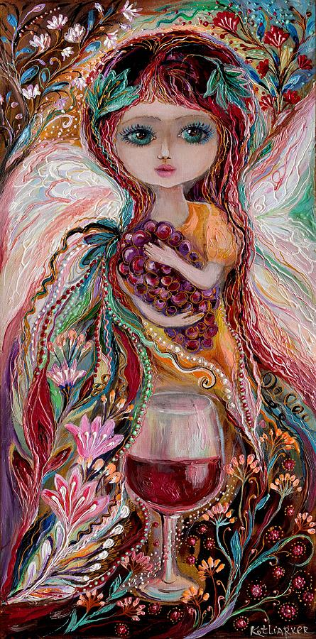 Portrait Painting - The Fairies Of Wine Series - Merlot by Elena Kotliarker Portrait Painting - The Fairies Of Wine Series - Merlot by Elena Kotliarker