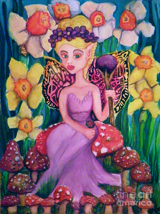 Nature Painting - The Fairy Queen in the Fairy Circle by Candace Byington