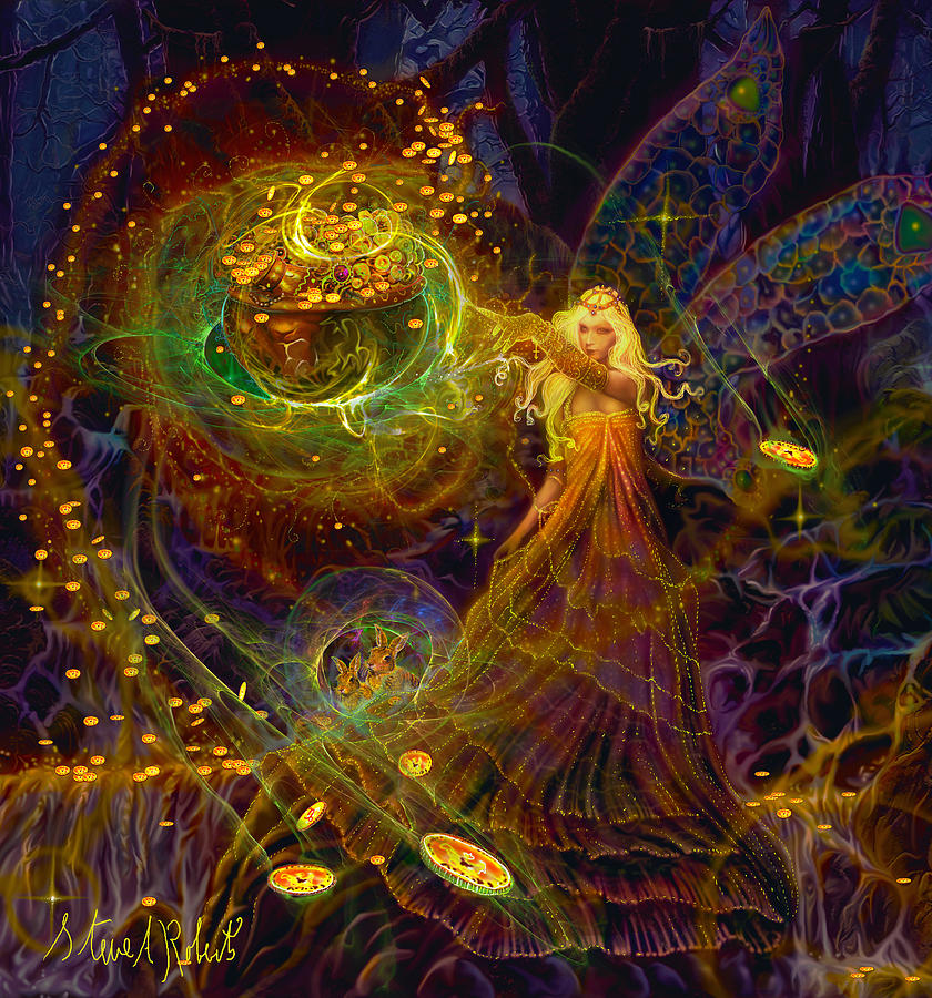 Fairy Painting - The Fairy Treasure by Steve Roberts