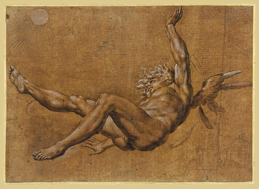 The Fall of Icarus Drawing by Giovanni Baglione