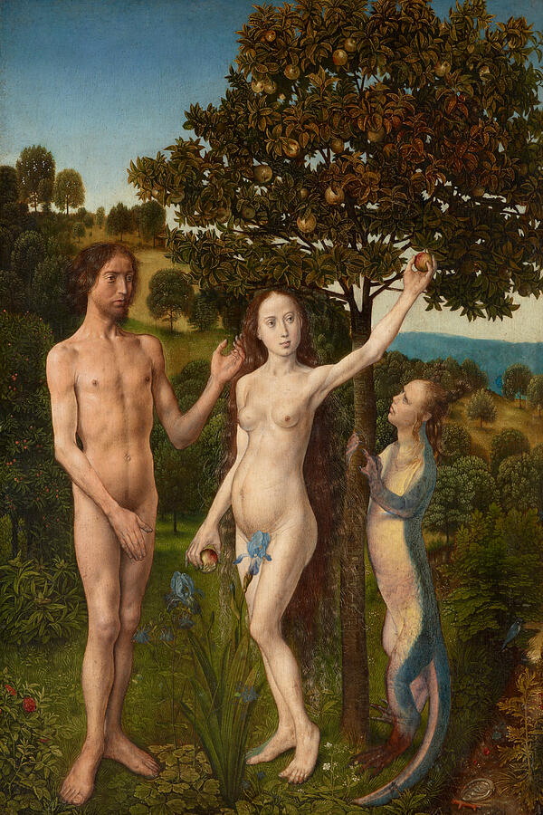 The Fall of Man and The Lamentation, from 1470-1475 Painting by Hugo van der Goes