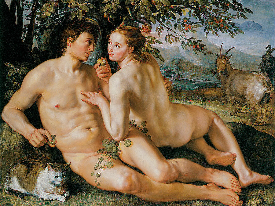 Nude Painting - The Fall of Man by Hendrik Goldzius