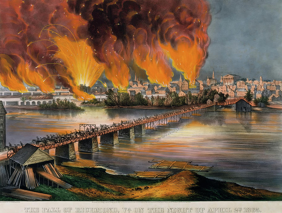 Vintage Painting - The Fall Of Richmond, Virginia, On The Night Of April 2nd, 1865 by Mountain Dreams