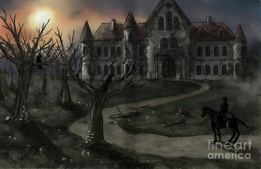 Sunset Digital Art - The Fall of the House of Usher by Brandy Woods