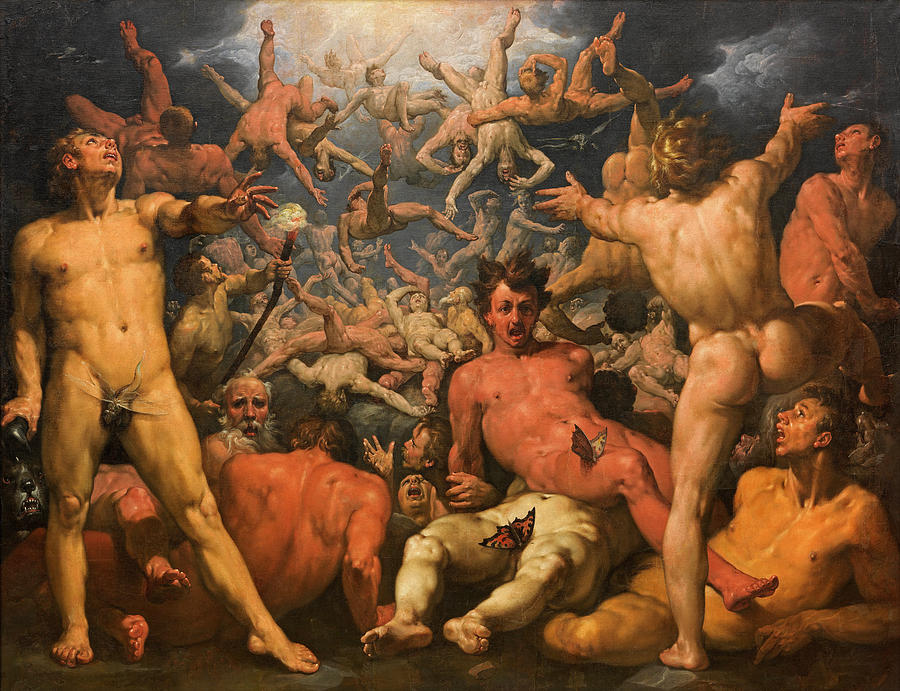 The Fall of the Titans Painting by Cornelis Cornelisz  van Haarlem