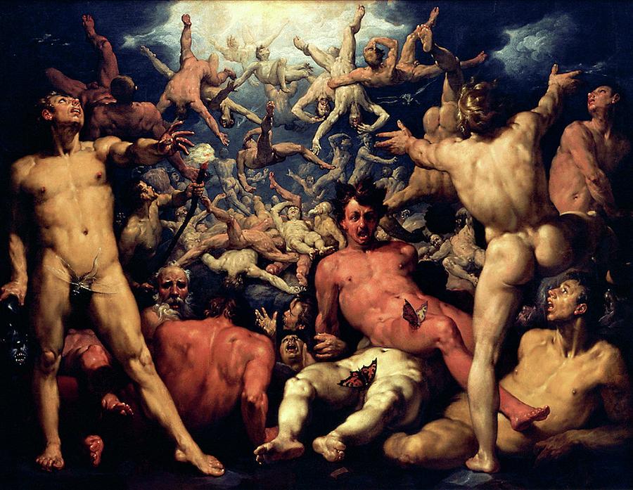 The Fall of the Titans Painting by Cornelis van Haarlem
