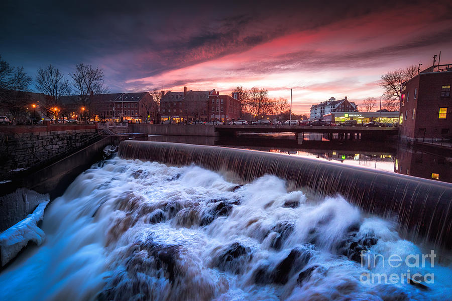 Sunset Photograph - The Falls at Cocheco Mills by Scott Thorp