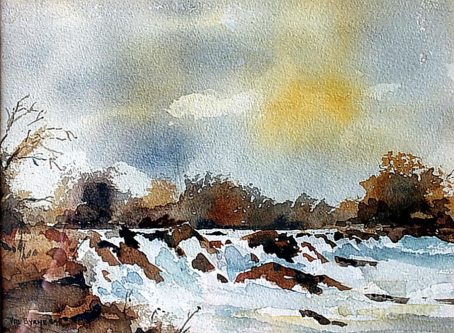 F..745  The Falls at Lismore, Waterford.. Painting by Val Byrne
