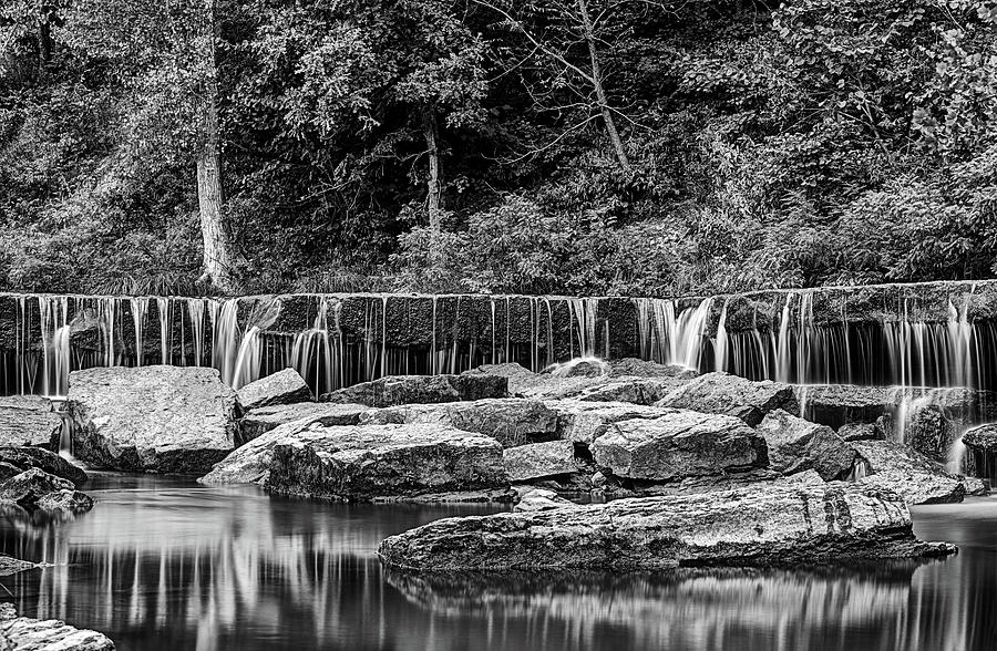 The Falls At Pillsbury Crossing In Black and White  Photograph by JC Findley