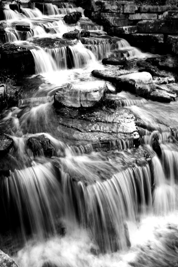 The Falls at River Place BW Photograph by Daniel Thompson